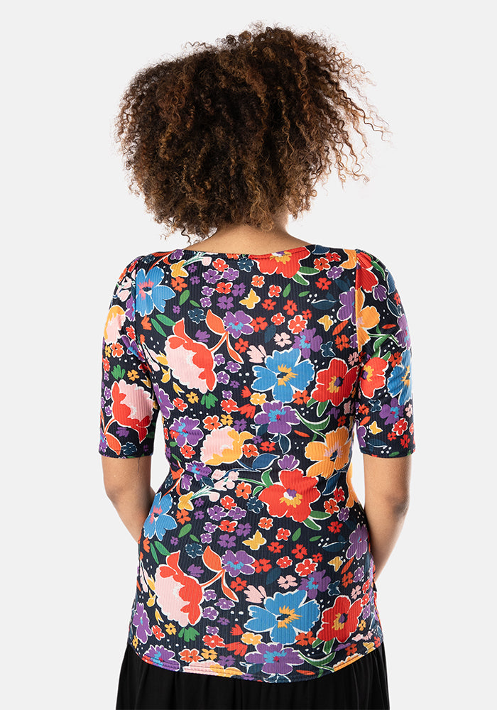 Lenna Floral Wrap Neck Top