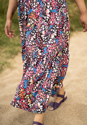 Lennyn Butterfly Wing Print Tiered Hem Viscose Midaxi Dress