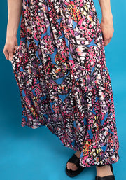 Lennyn Butterfly Wing Print Tiered Hem Viscose Midaxi Dress