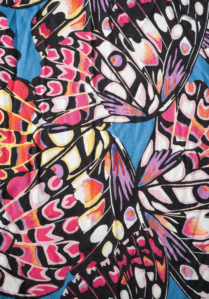 Lennyn Butterfly Wing Print Tiered Hem Viscose Midaxi Dress