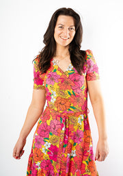 Lenora Bold Floral Print Cotton Midaxi Dress