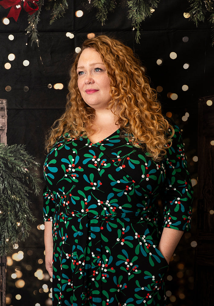 Leora Mistletoe Print Cotton Midaxi Dress