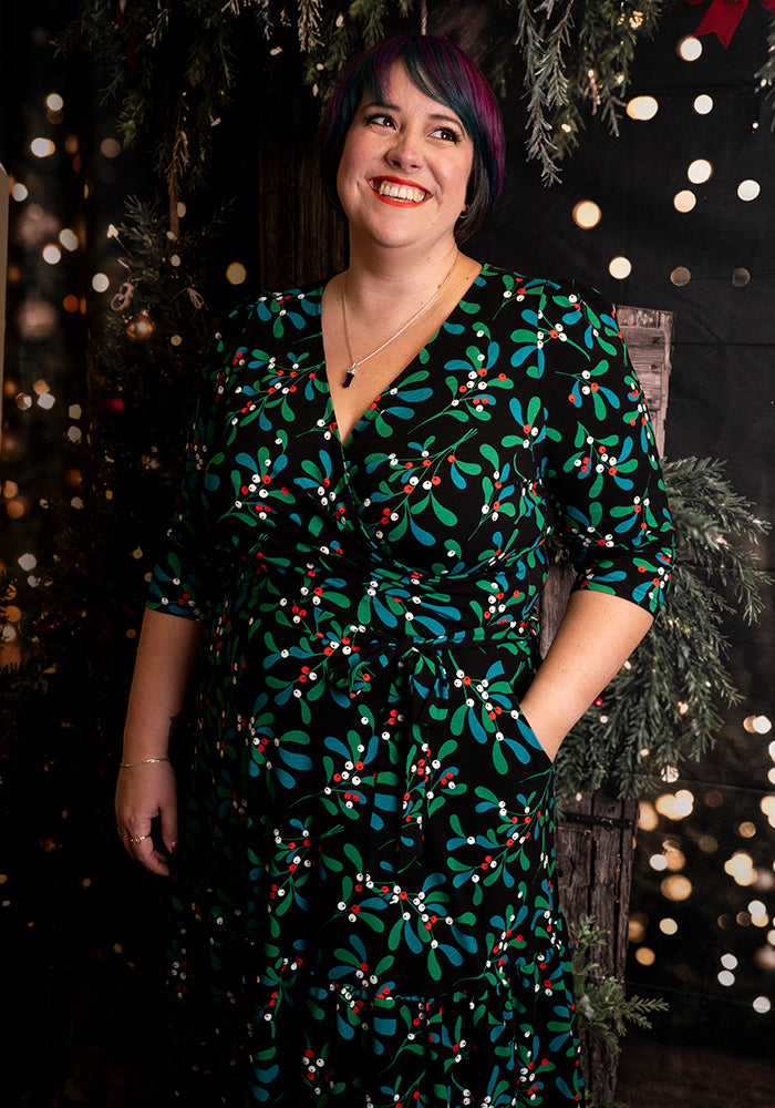 Leora Mistletoe Print Cotton Midaxi Dress