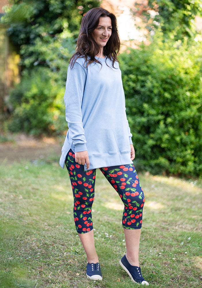 Third angle of Lewis Cherry Print Capri Leggings