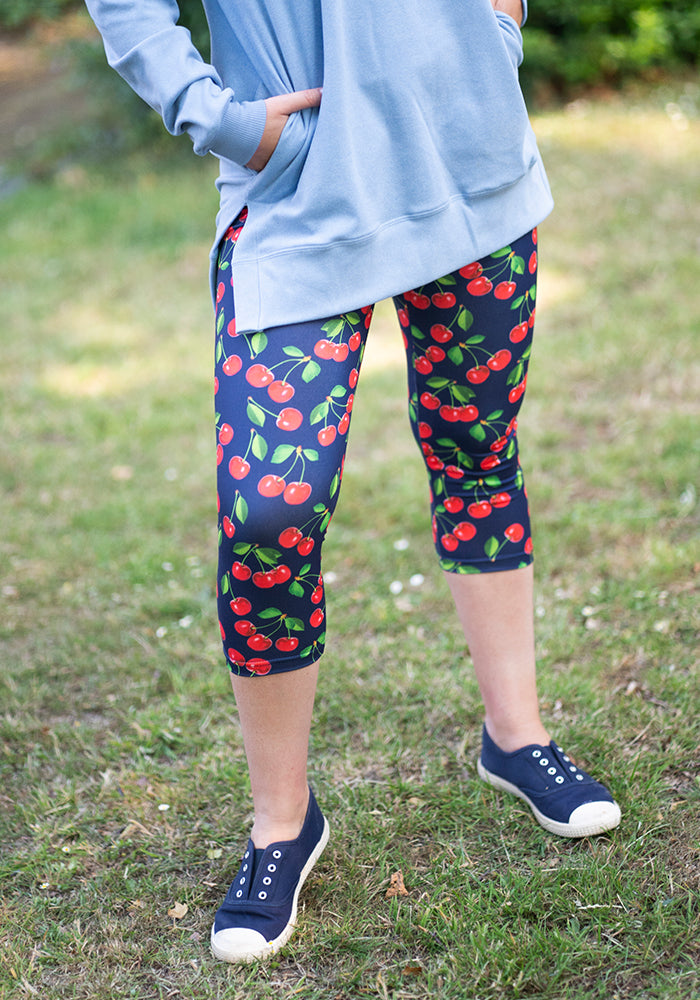 Sixth angle of Lewis Cherry Print Capri Leggings