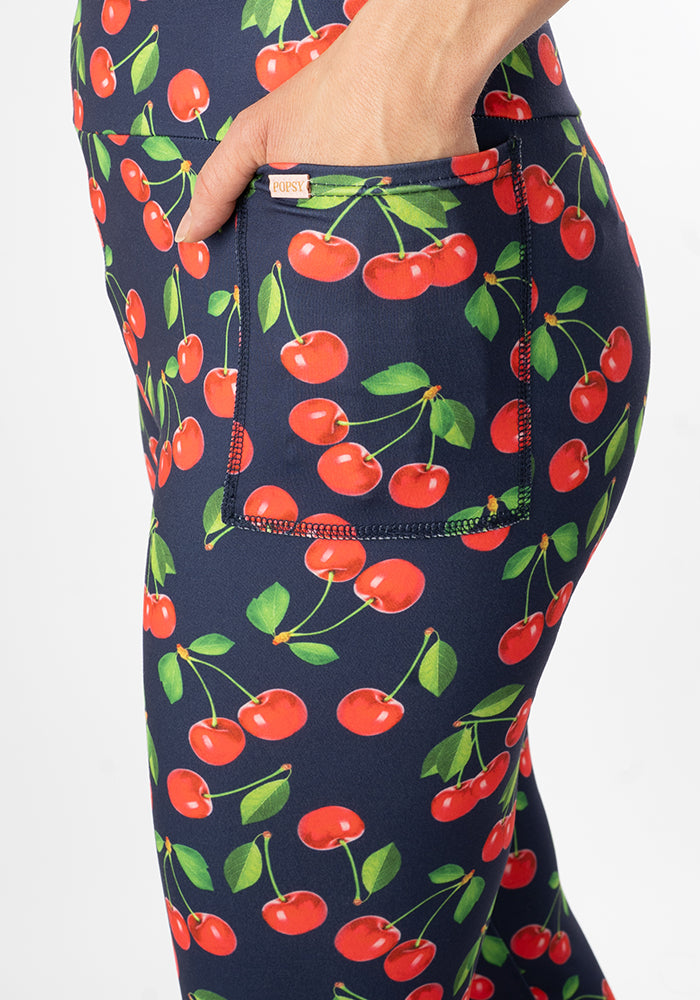 Fifth angle of Lewis Cherry Print Capri Leggings