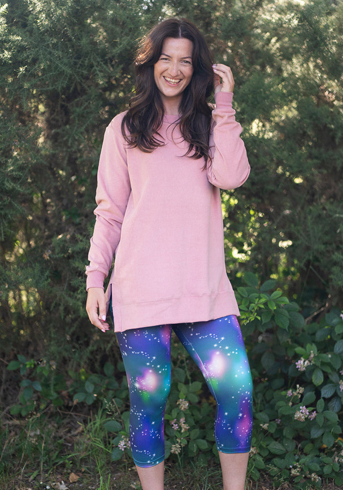 Second angle of Lewis Galaxy Print Capri Leggings