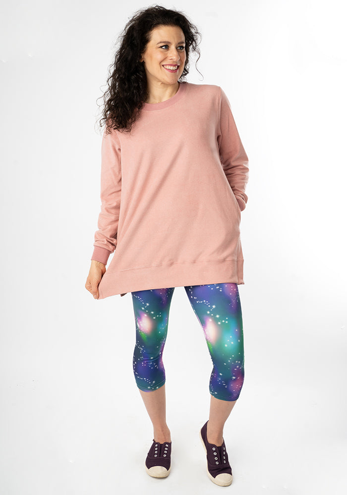 Third angle of Lewis Galaxy Print Capri Leggings