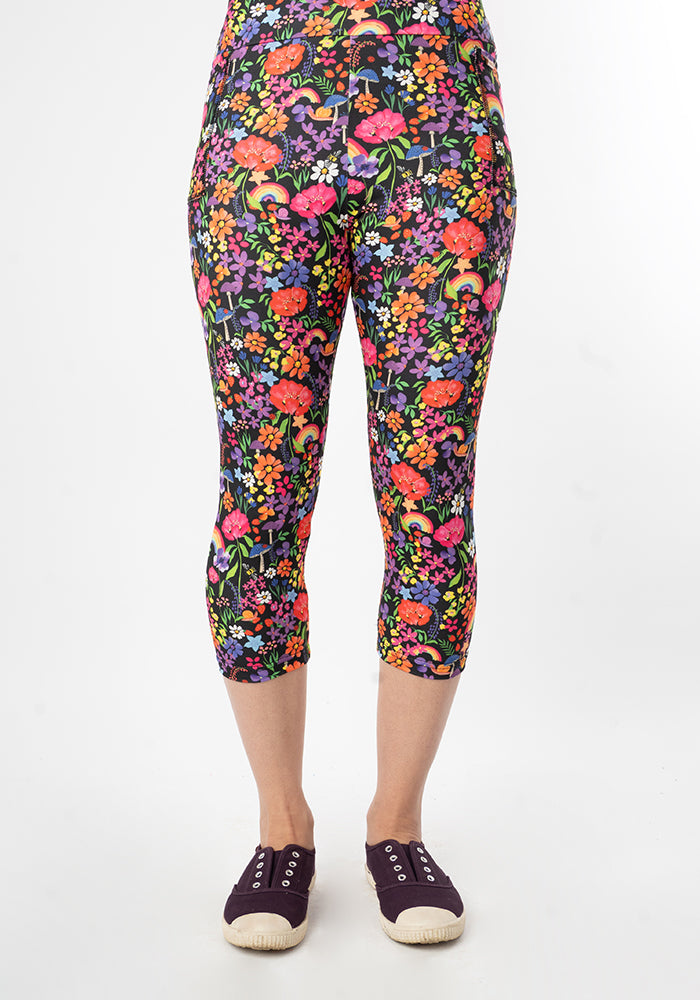 Fifth angle of Lewis Garden Rainbow Print Capri Leggings