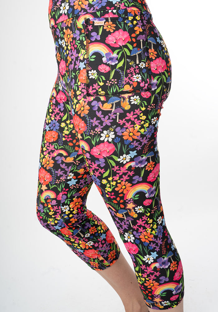 Fourth angle of Lewis Garden Rainbow Print Capri Leggings