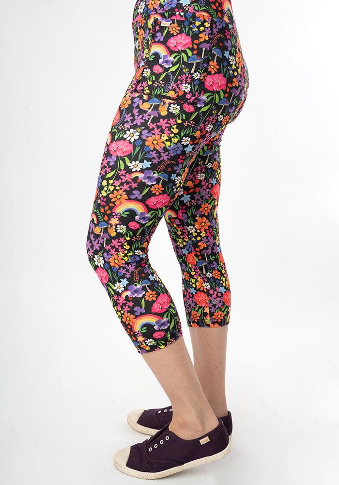 Sixth angle of Lewis Garden Rainbow Print Capri Leggings