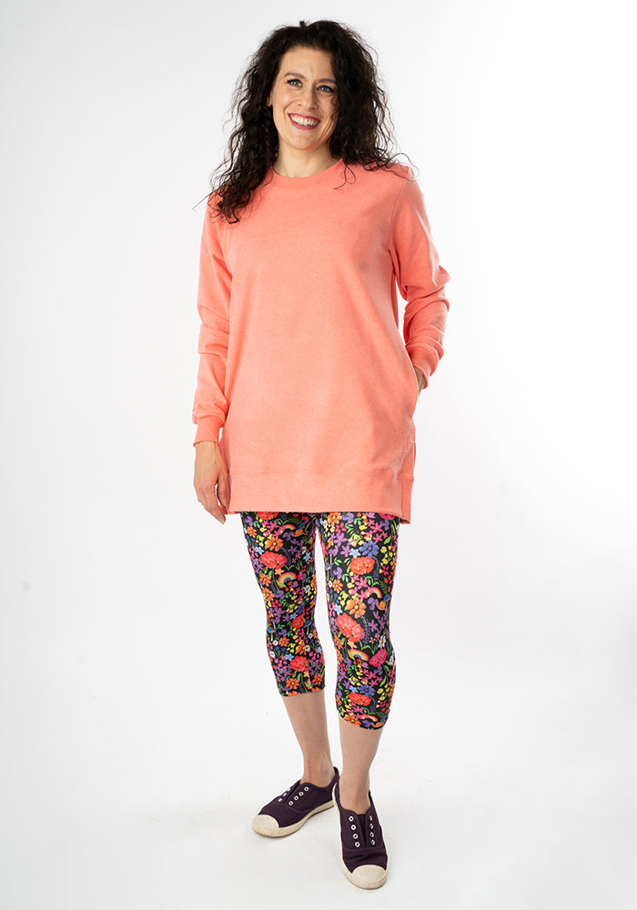 Third angle of Lewis Garden Rainbow Print Capri Leggings