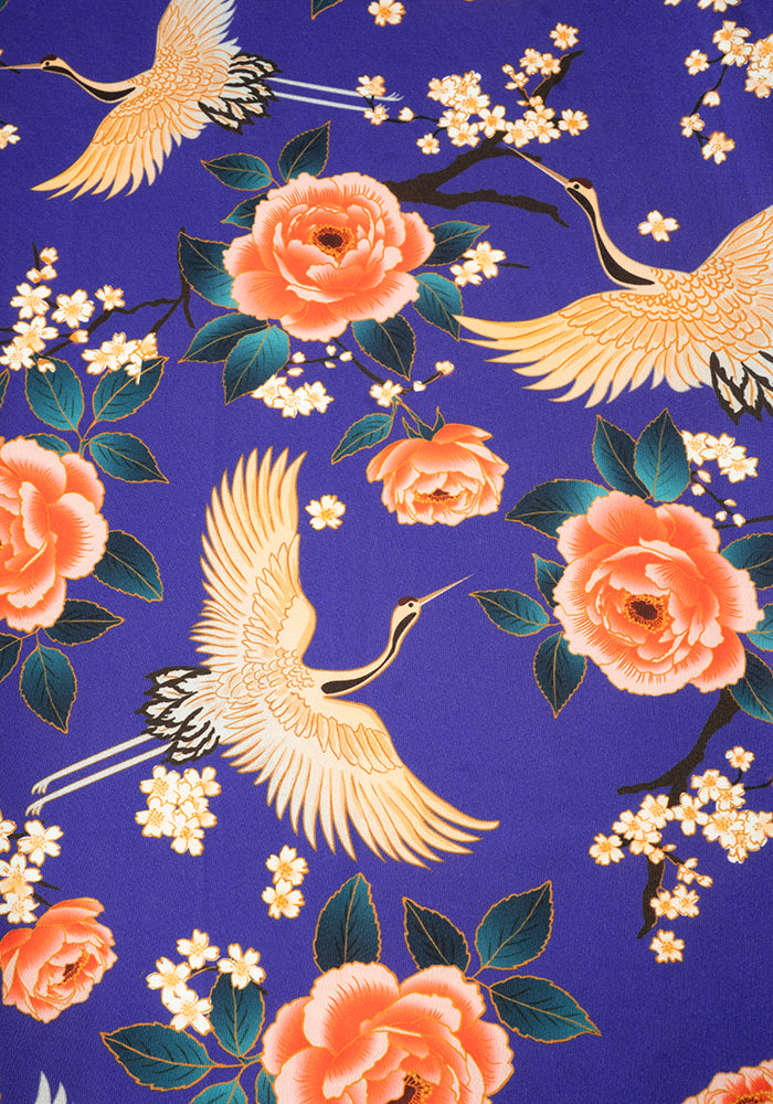 Second angle of Lewna Floral Crane Print Jersey Tunic (Purple)