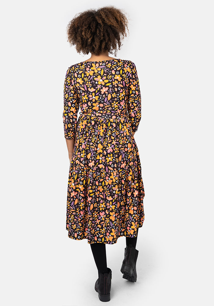 Lexie Ditsy Floral Print Tiered Hem Midi Dress