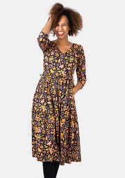 Lexie Ditsy Floral Print Tiered Hem Midi Dress