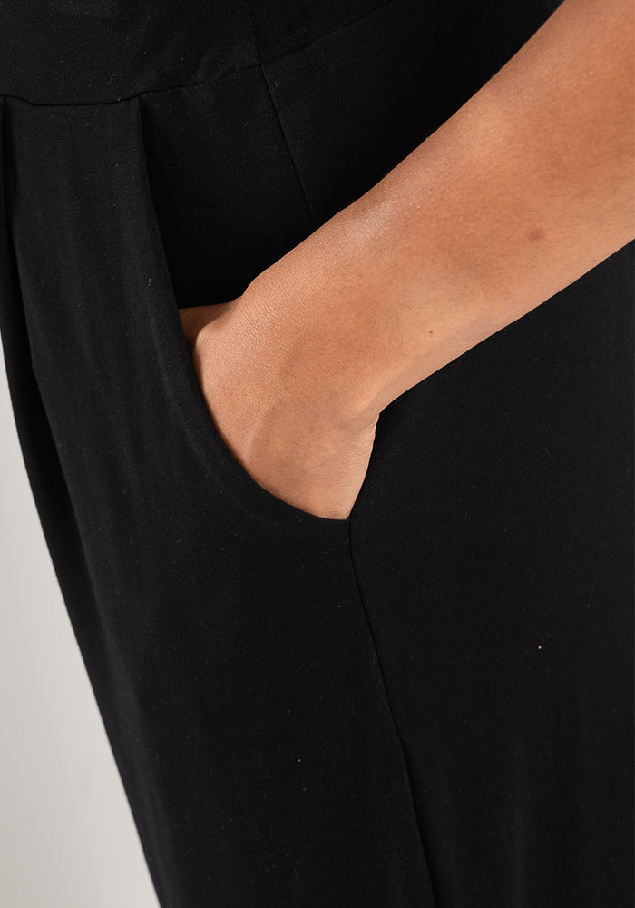 Third angle of Lexus Black Viscose Culotte Trousers