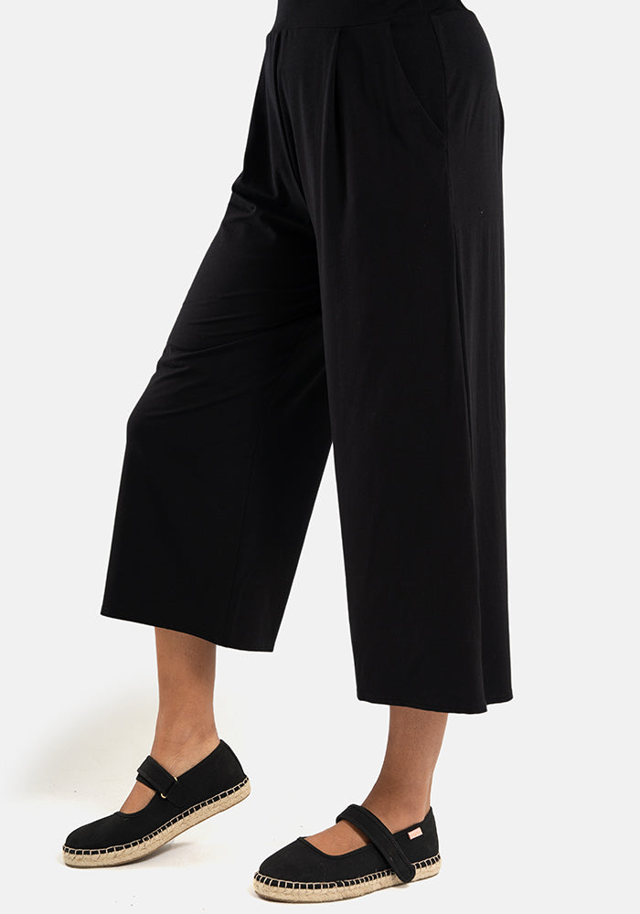 Second angle of Lexus Black Viscose Culotte Trousers
