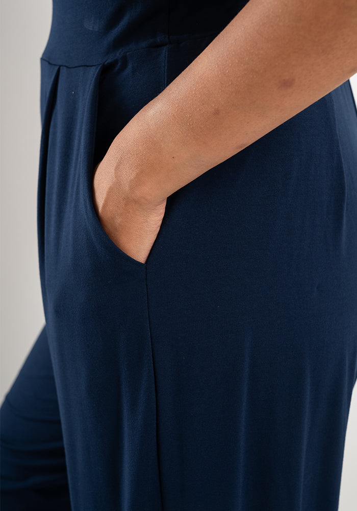 Second angle of Lexus Navy Viscose Culotte Trousers