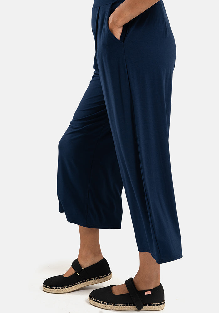 Third angle of Lexus Navy Viscose Culotte Trousers