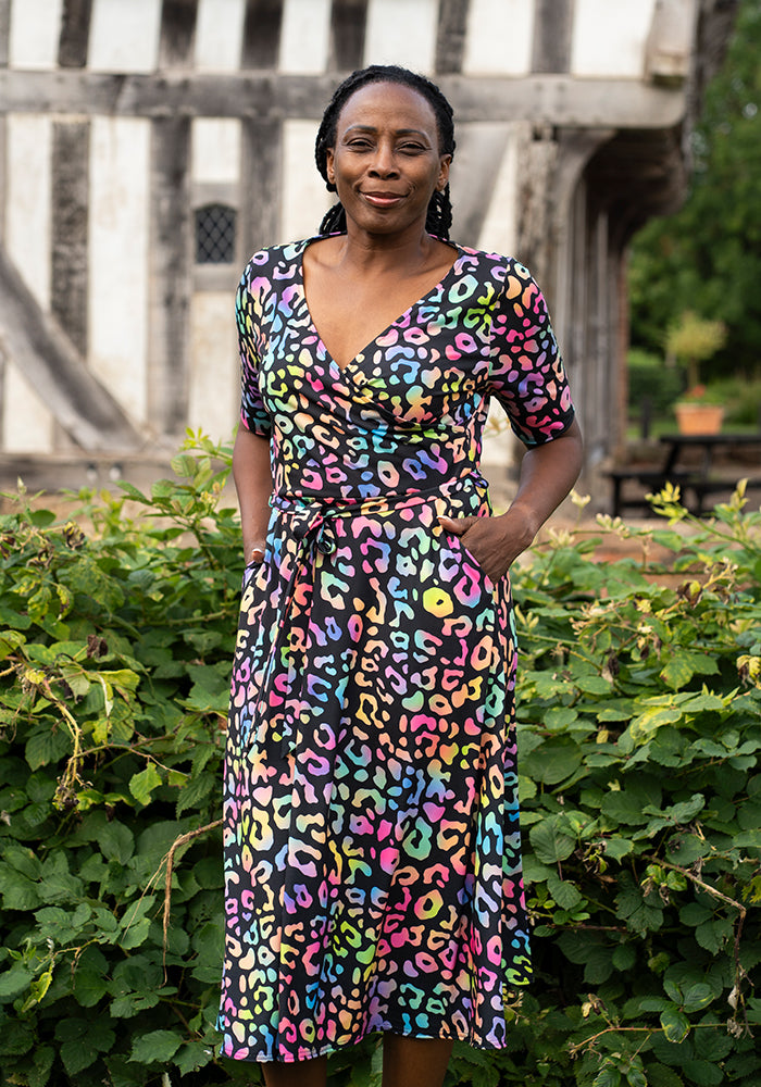 Libbie Iridescent Animal Print Midi Dress