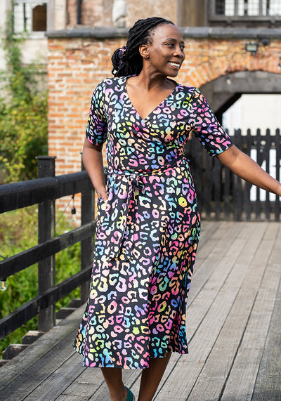 Libbie Iridescent Animal Print Midi Dress