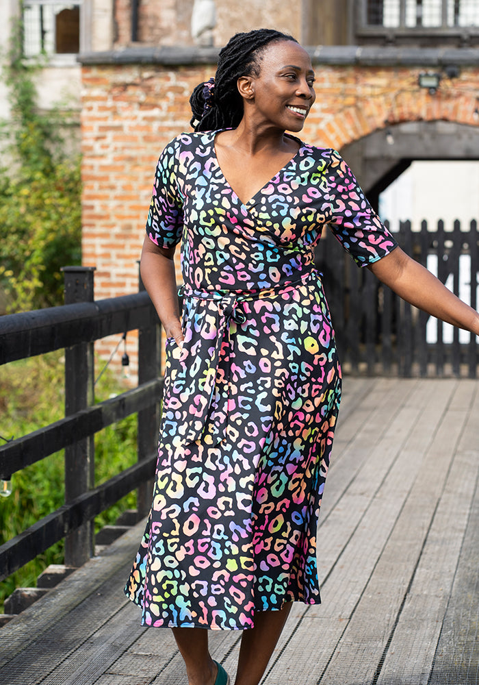 Libbie Iridescent Animal Print Midi Dress
