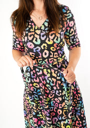 Libbie Iridescent Animal Print Midi Dress