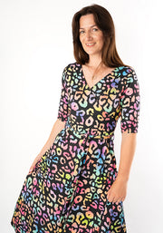 Libbie Iridescent Animal Print Midi Dress
