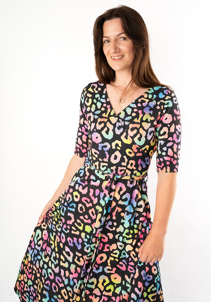 Libbie Iridescent Animal Print Midi Dress