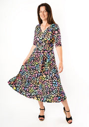 Libbie Iridescent Animal Print Midi Dress