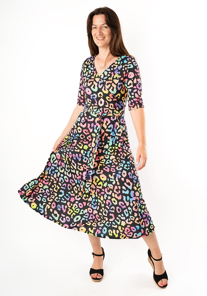 Libbie Iridescent Animal Print Midi Dress
