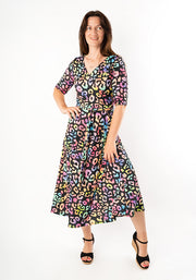 Libbie Iridescent Animal Print Midi Dress