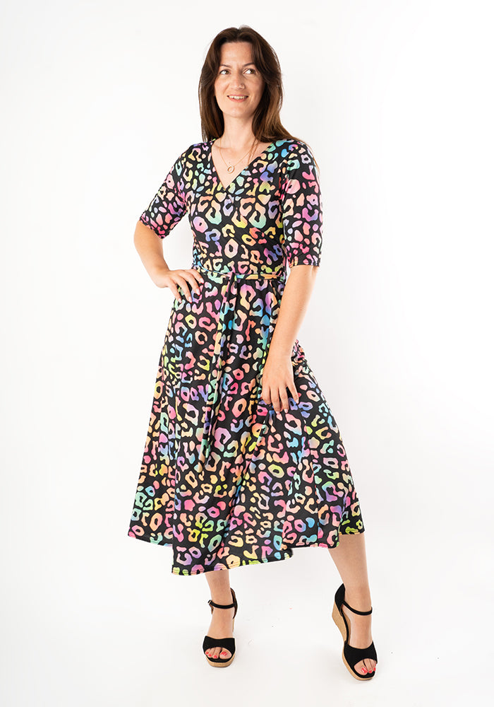 Libbie Iridescent Animal Print Midi Dress