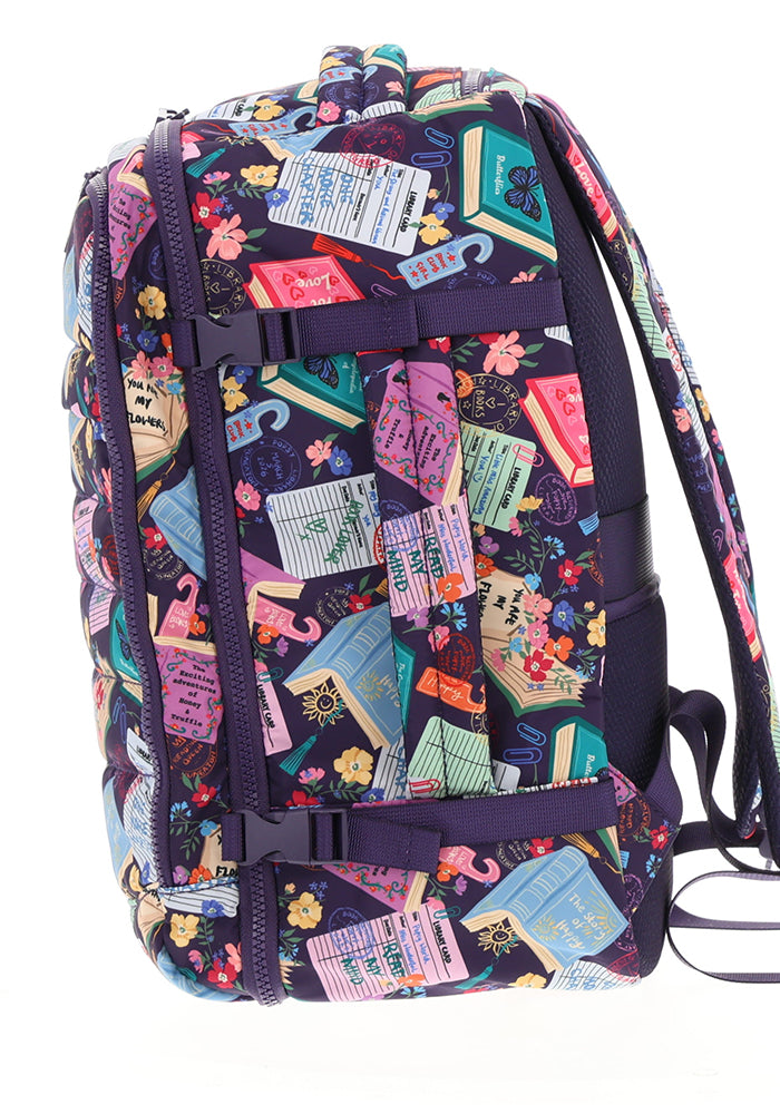 Fifth angle of Library Books Print Cabin Bag, cabin Bag with quirky Library Book print.