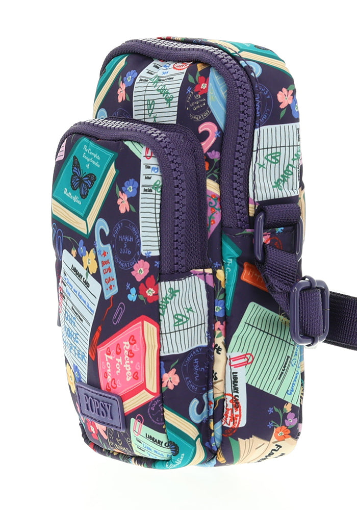 Fifth angle of Library Books Print Phone Pocket Bag