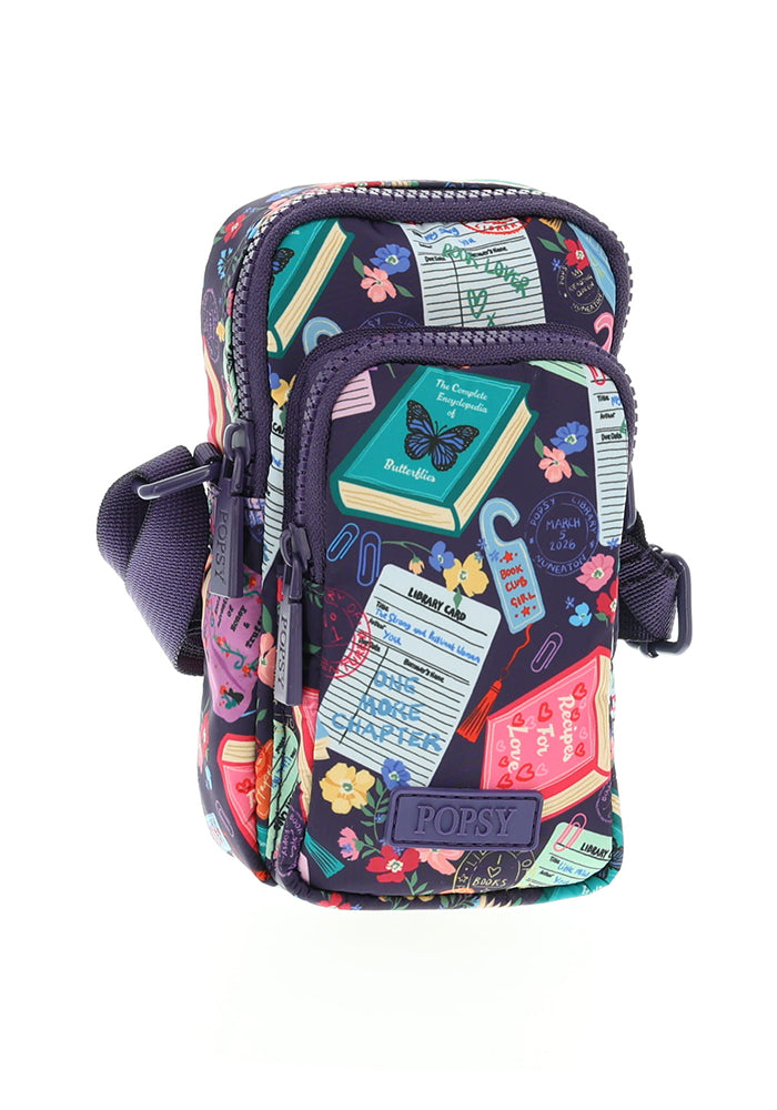 Third angle of Library Books Print Phone Pocket Bag