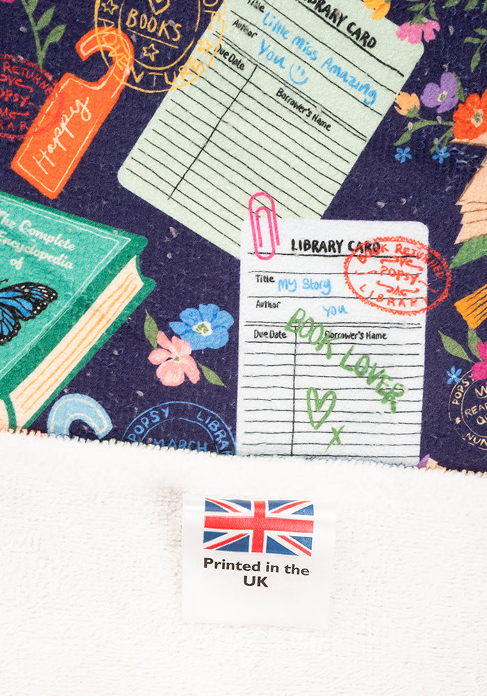 Third angle of Library Books Print Hand Towel