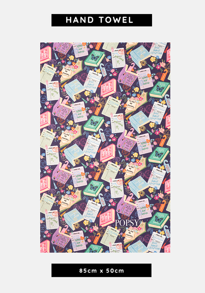 Front view of Library Books Print Hand Towel