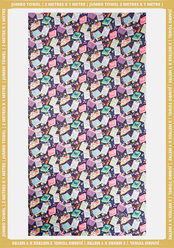 Front view of Library Books Print Jumbo Bath Sheet
