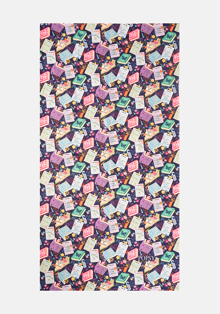 Front view of Library Books Print Large Towel