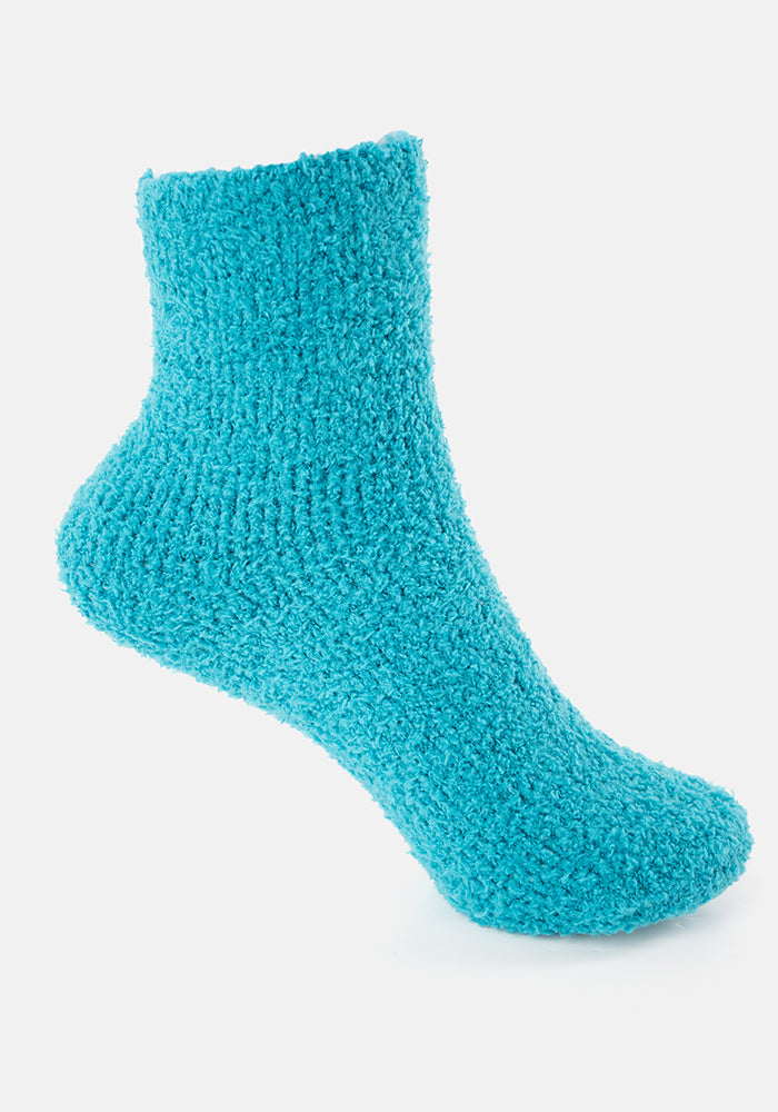 Third angle of Light Teal Fluffy Socks