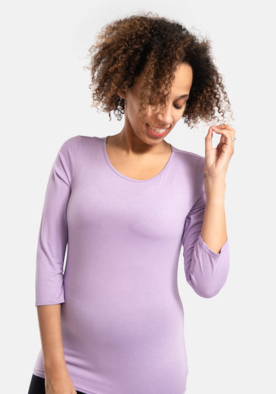 Lilac 3/4 Sleeve Round Neck Top
