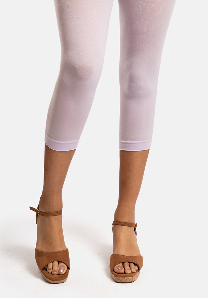 Second angle of 50 Denier Premium Capri Tights (Lilac), brighten your wardrobe with our soft Lilac 50 denier Capri tights.