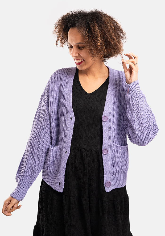 Lilac Ribbed Cardigan