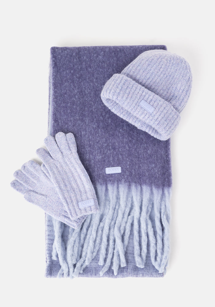 Lilac Two Tone Cosy Knitted Scarf