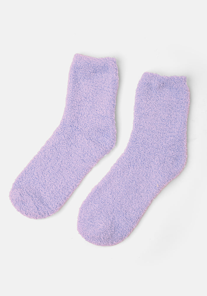 Second angle of Lilac Fluffy Socks