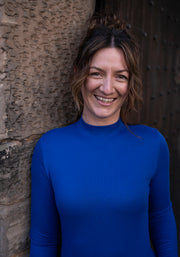 Lilah Cobalt Blue Turtle Neck Tiered Hem Dress
