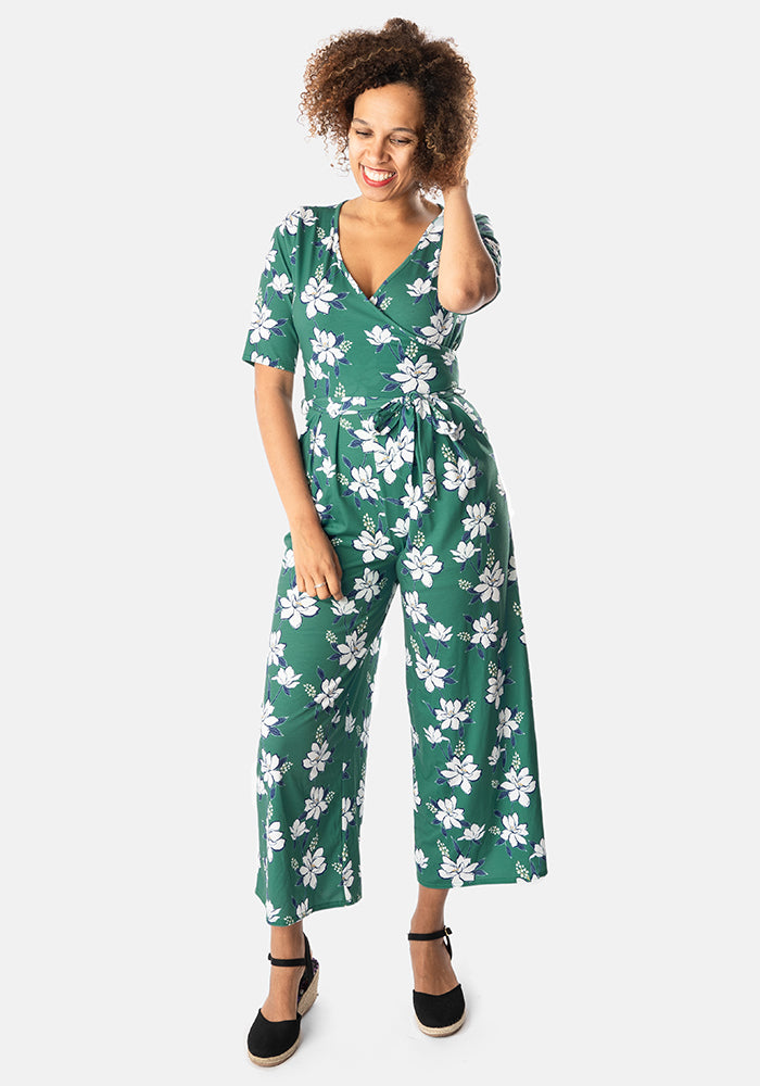 Lilianne Trailing Flower Print Culotte Leg Jumpsuit