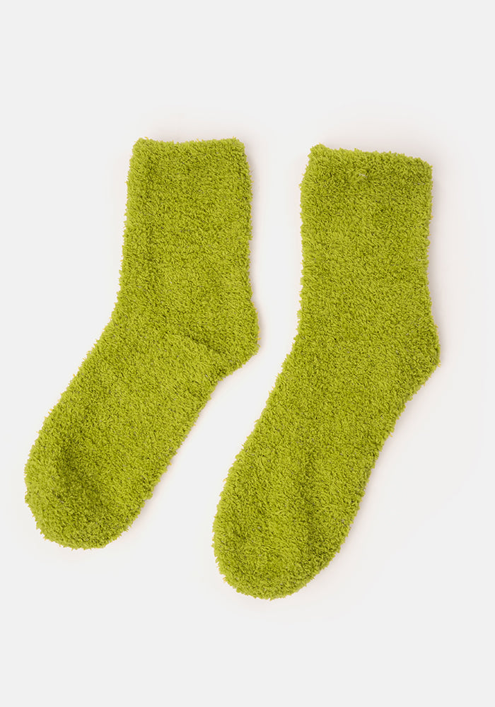 Lime Fluffy Socks