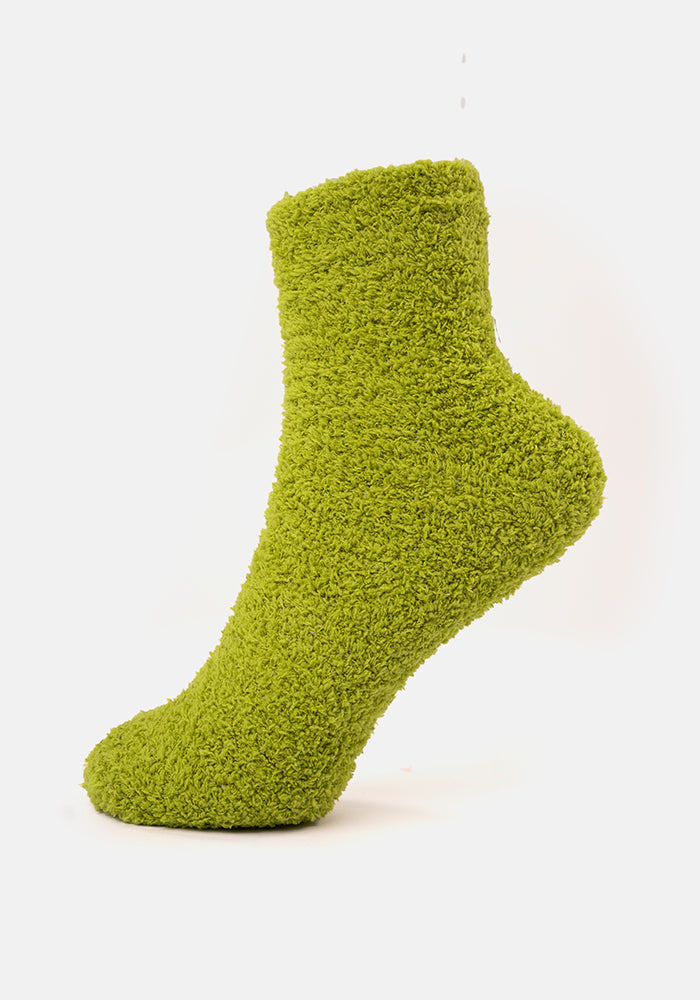 Lime Fluffy Socks